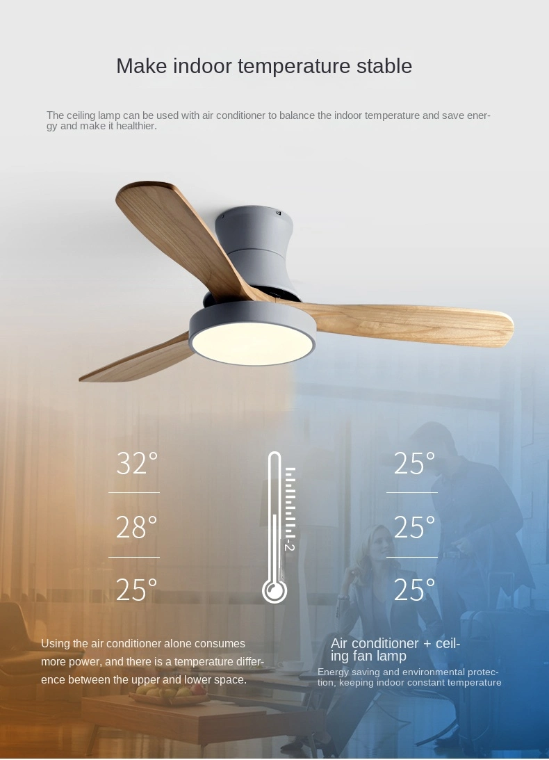 Modern Nordic Fancy Wooden 60 Inch Energy Saving Decorative Ceiling Fan Light