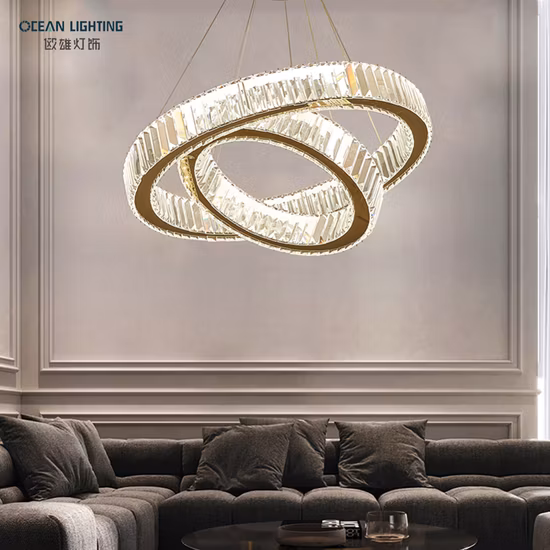 Oceano Iluminação Contemporânea de Luxo Moderna Decoração LED Interior Grande Círculo LED Luz Pingente de Cristal